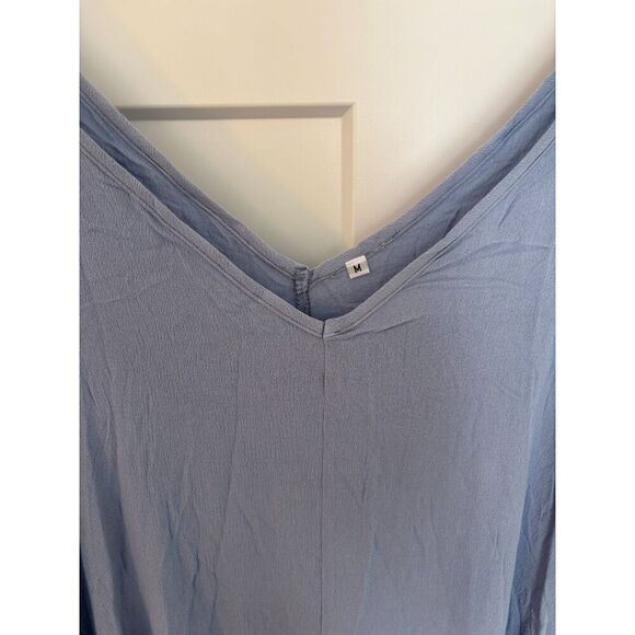 Women’s V-Neck Sleeveless Maxi Dress with Pockets Size M Blue New - Picture 3 of 5